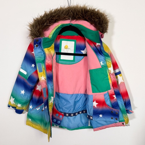 Kids BODEN Magical Rainbow Star Winter Hood Winter Snow Ski Coat Size 6-7 Years - Picture 3 of 12